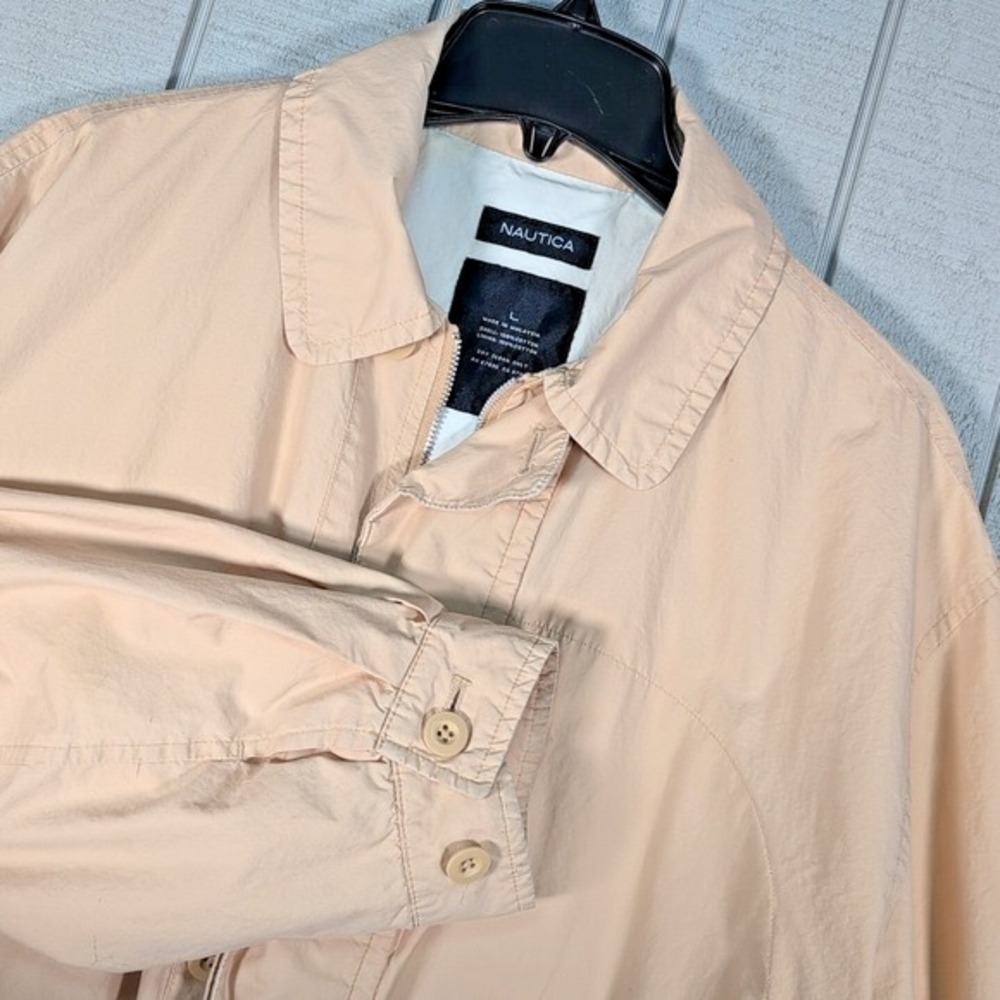 Nautica Classic Mens Size Large Tan Long Sleeve Parka Jacket L -‎ Cotton N83